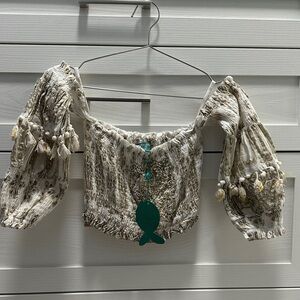 Boho Off-Shoulder Top with Tassels 2 piece set